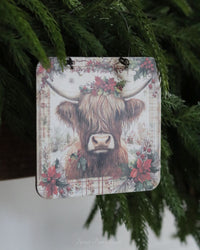 Primitive Highland Cow Ornament