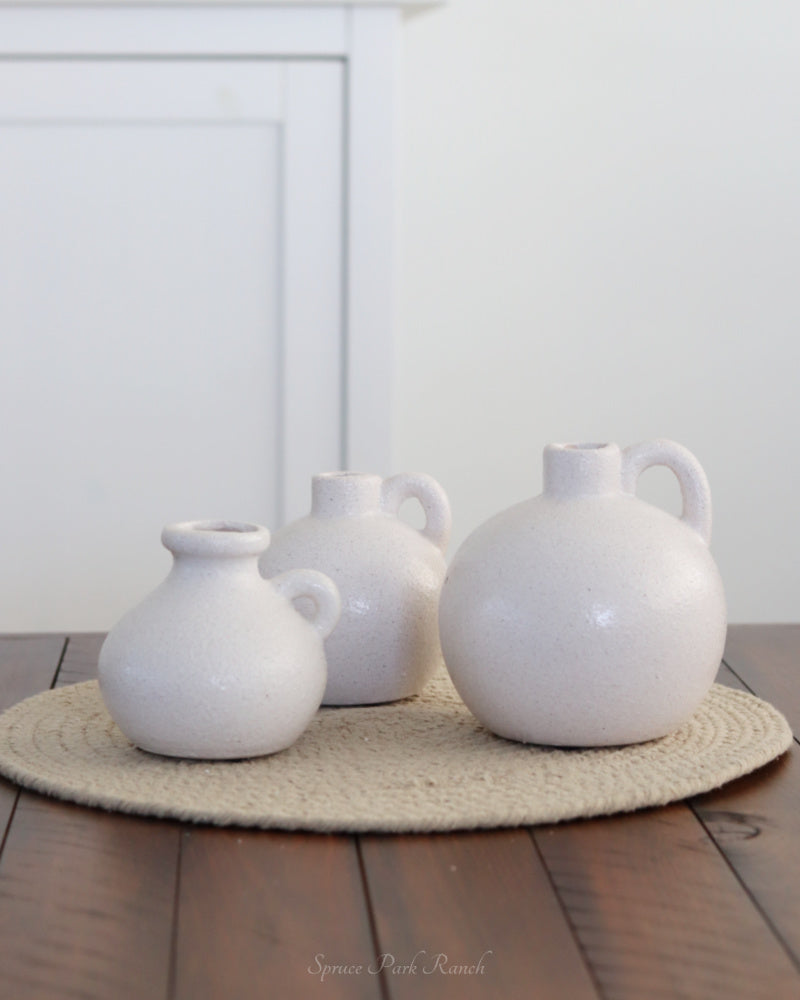 White Stoneware Round Jug