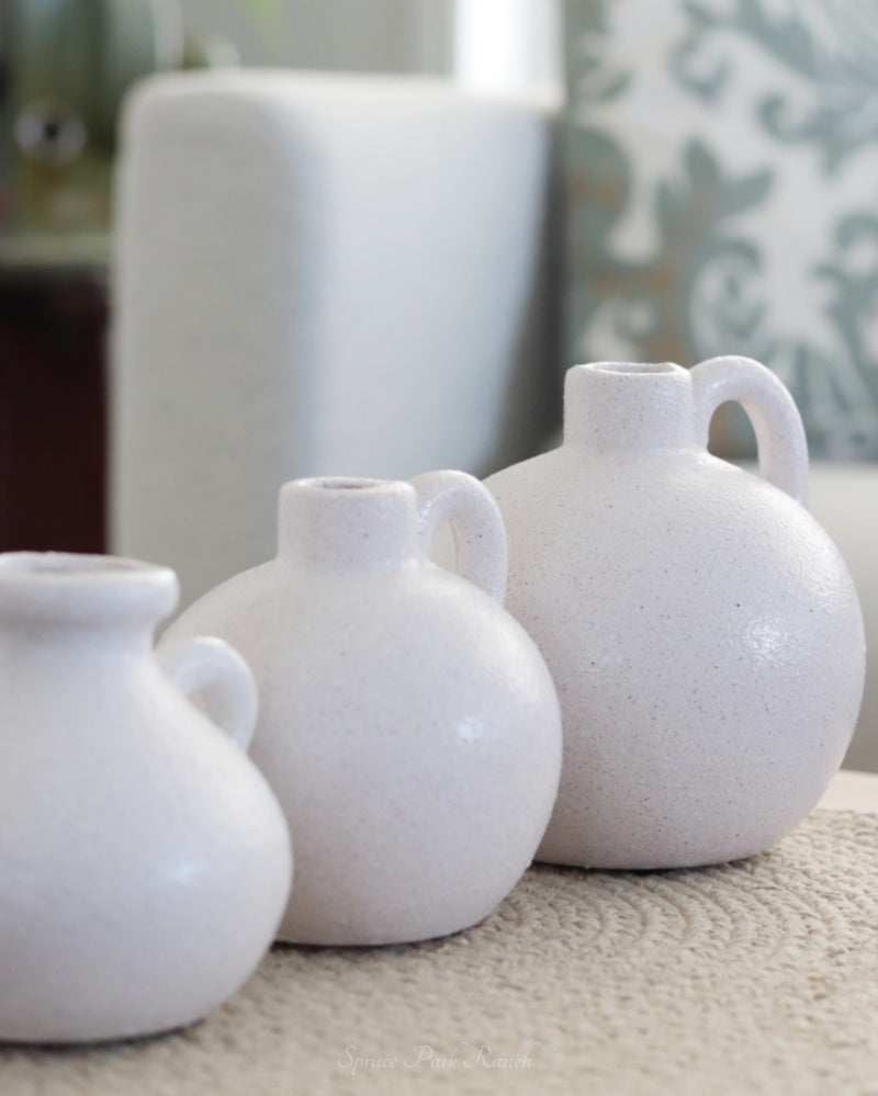 White Stoneware Round Jug