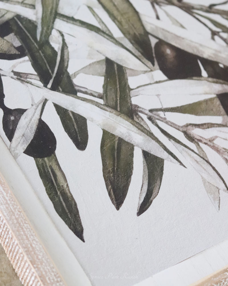 Reversible Pine Trees and Olive Branches Wood Sign