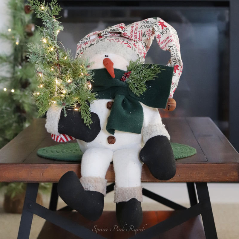 Sitting Snowman With Light Up Tree