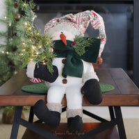 Sitting Snowman With Light Up Tree