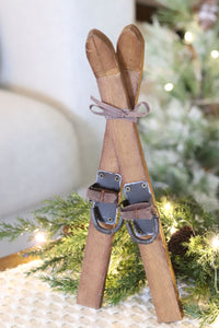 Decorative Wooden Skis 12"
