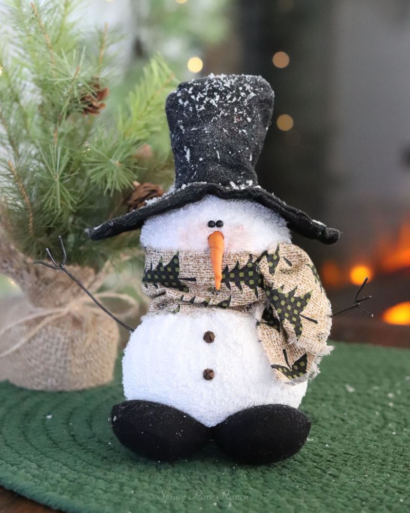 Small Snowman With Top Hat and Scarf