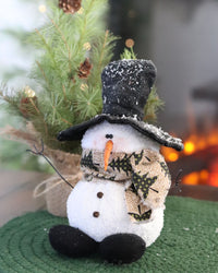 Small Snowman With Top Hat and Scarf