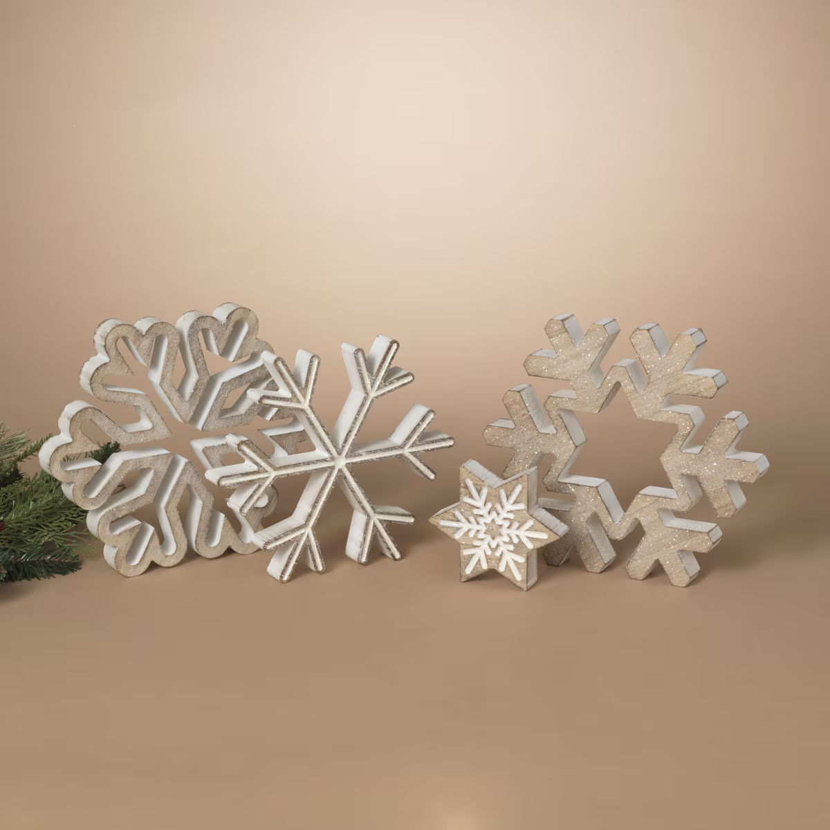 Nesting Wood Glitter Snowflake