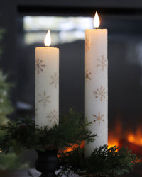 Gold Snowflake LED Taper Candle