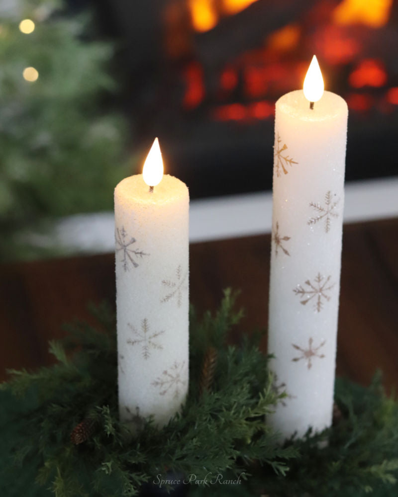 Gold Snowflake LED Taper Candle