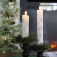 Gold Snowflake LED Taper Candle