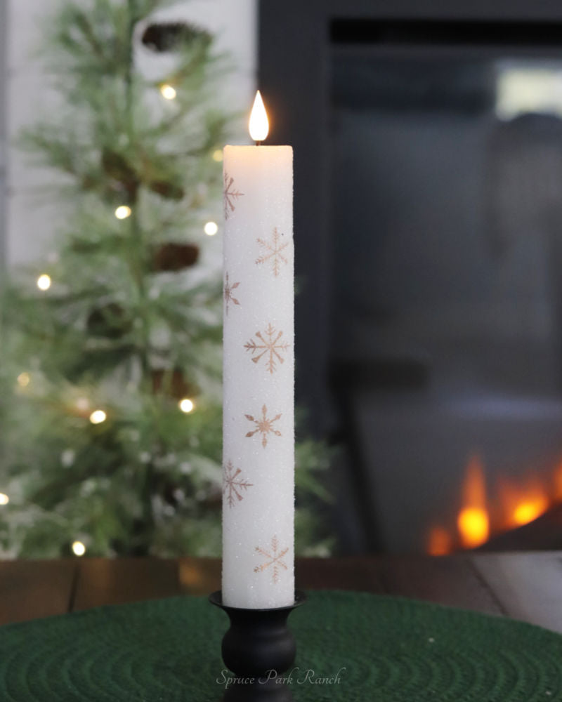 Gold Snowflake LED Taper Candle