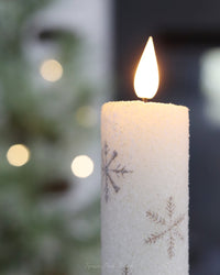 Gold Snowflake LED Taper Candle