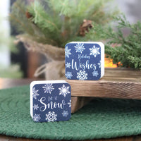 Dark Blue Snowflake Mini Block