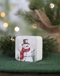 Red Scarf Snowman Mini Block