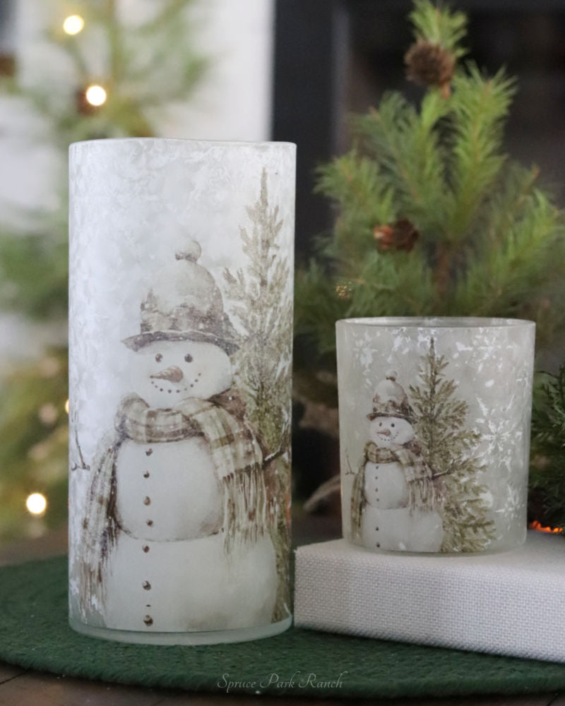 Snowman and Tree Candle Holder