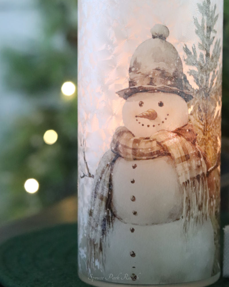 Snowman and Tree Candle Holder