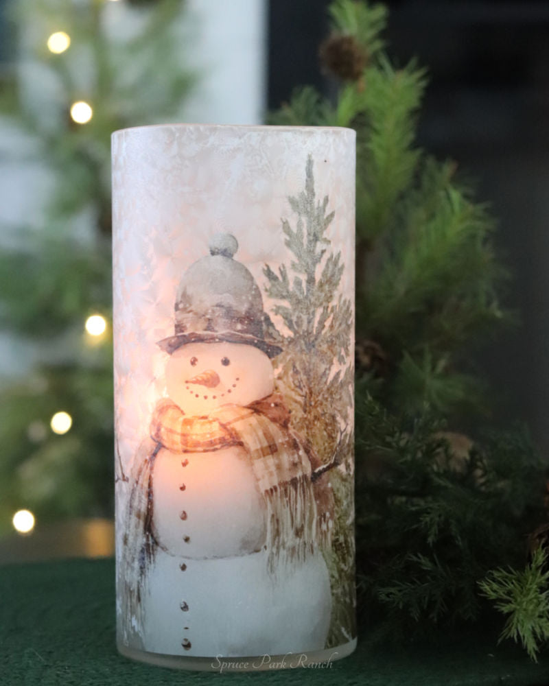 Snowman and Tree Candle Holder
