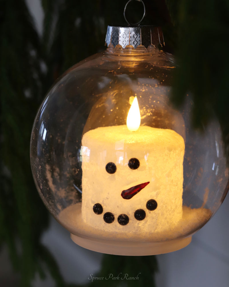 Large Snowman LED Candle Ornament