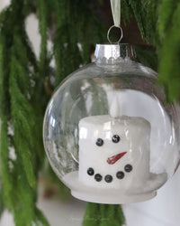 Large Snowman LED Candle Ornament