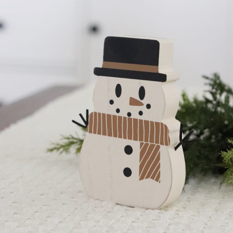 Chunky Wood Snowman Sitter