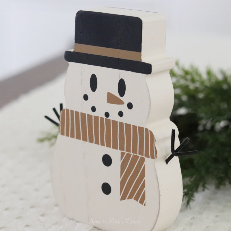 Chunky Wood Snowman Sitter