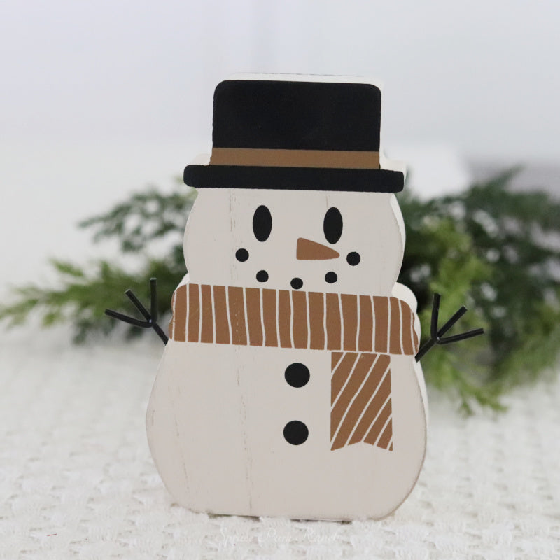 Chunky Wood Snowman Sitter
