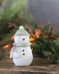 Green Scarf Resin Snowman Petite