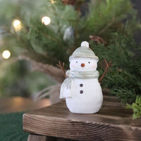 Green Scarf Resin Snowman Petite