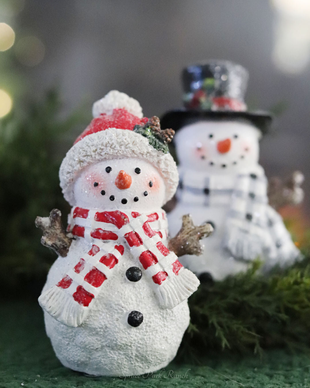 Textured Holiday Snowman With Plaid Scarf