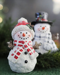 Textured Holiday Snowman With Plaid Scarf
