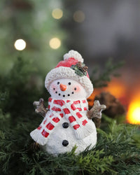 Textured Holiday Snowman With Plaid Scarf