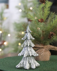 Dark Green Snowy Resin Tree