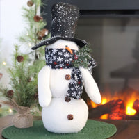 Top Hat Snowman With Snowflake Scarf