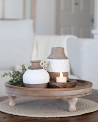 Distressed Natural Wood Tray With Feet