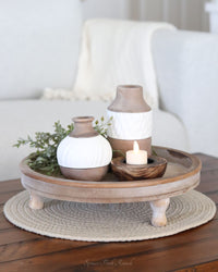 Distressed Natural Wood Tray With Feet