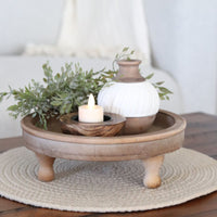 Distressed Natural Wood Tray With Feet