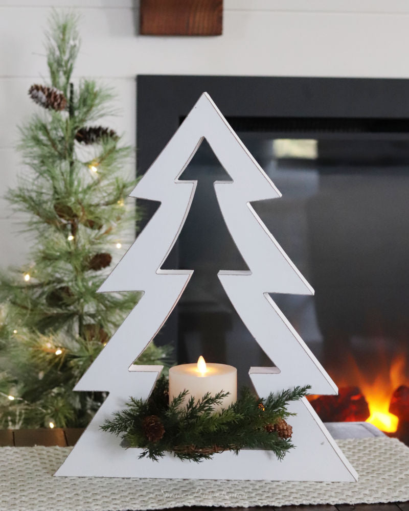 White Wood Tree Cutout