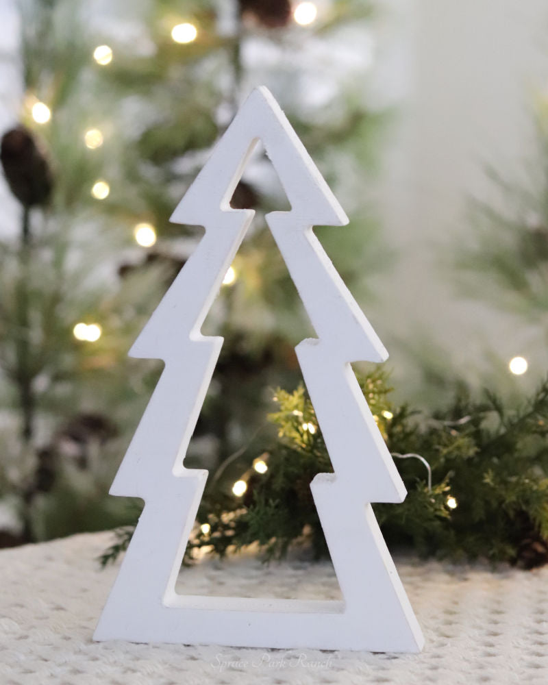 White Wood Tree Cutout Small