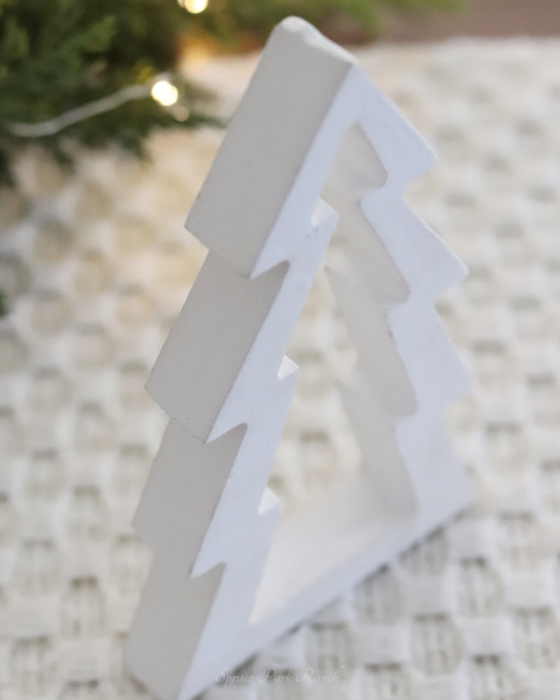 White Wood Tree Cutout Small