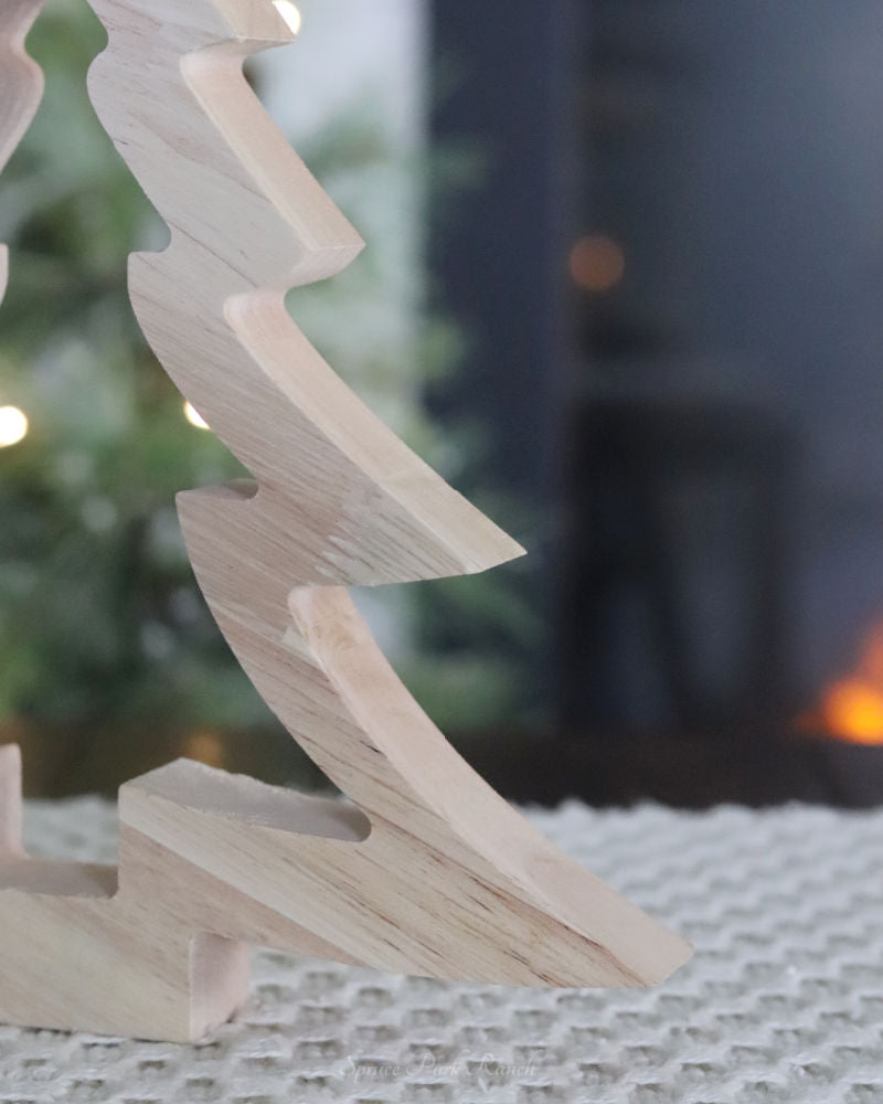 Curved Edge Wood Tree Cutout Natural