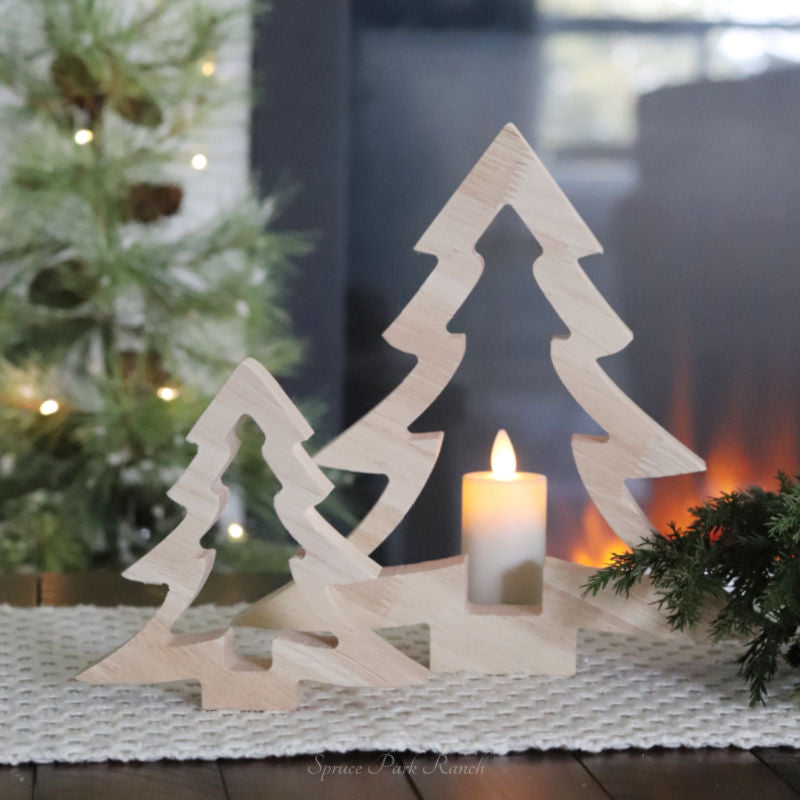 Curved Edge Wood Tree Cutout Natural