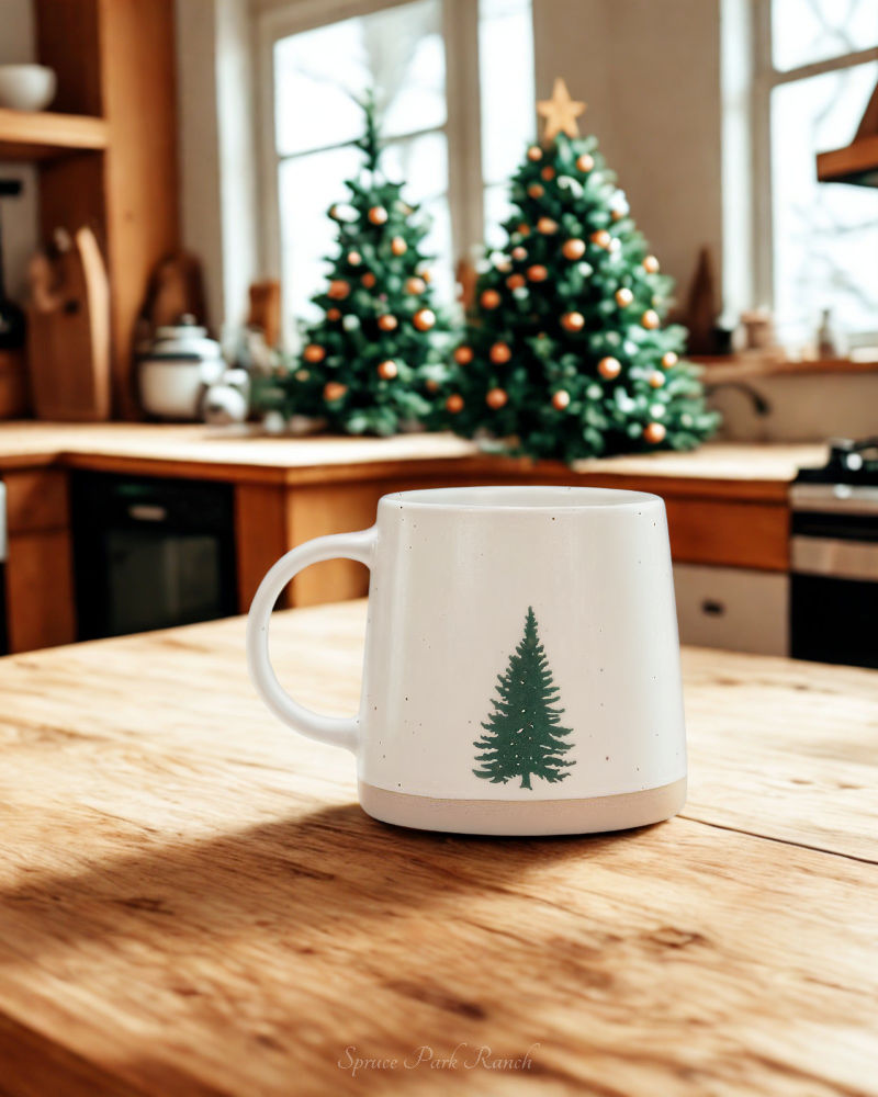 Stoneware Mug with Tree