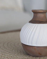 Natural and White Layered Lighted Vase