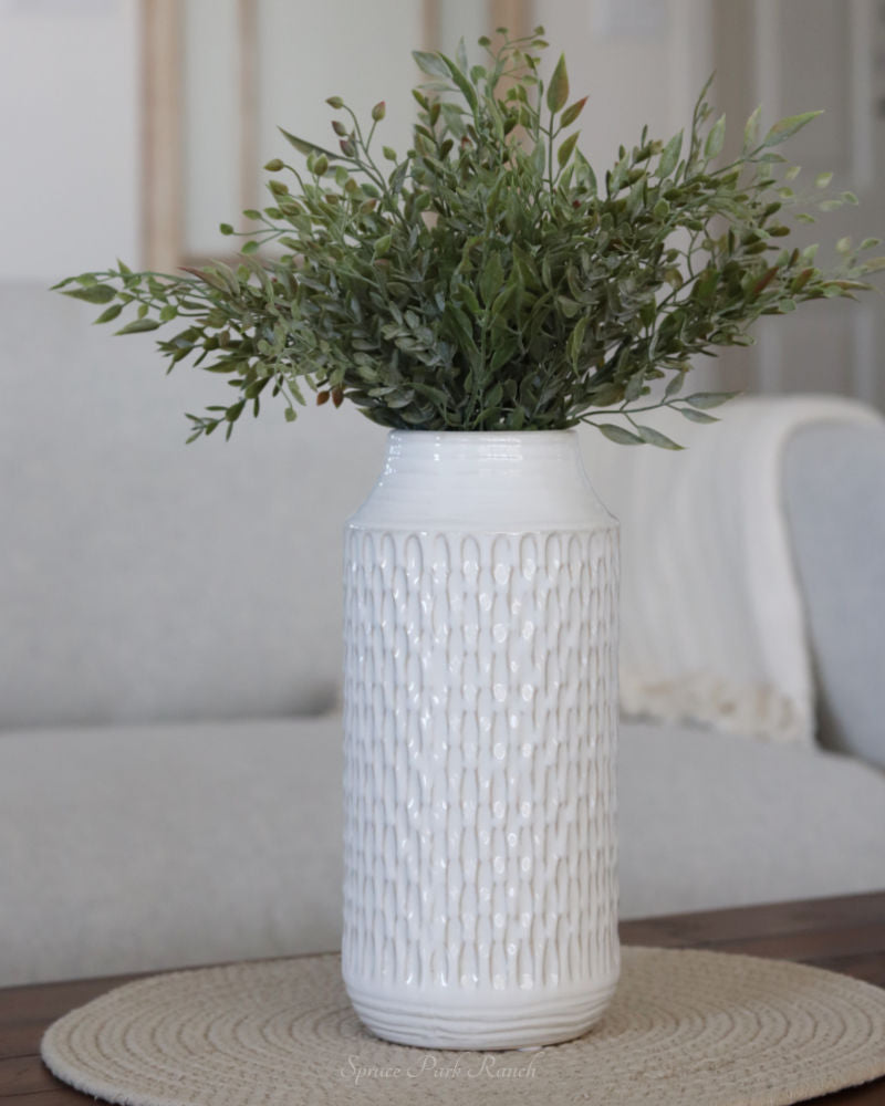 White Embossed Porcelain Vase