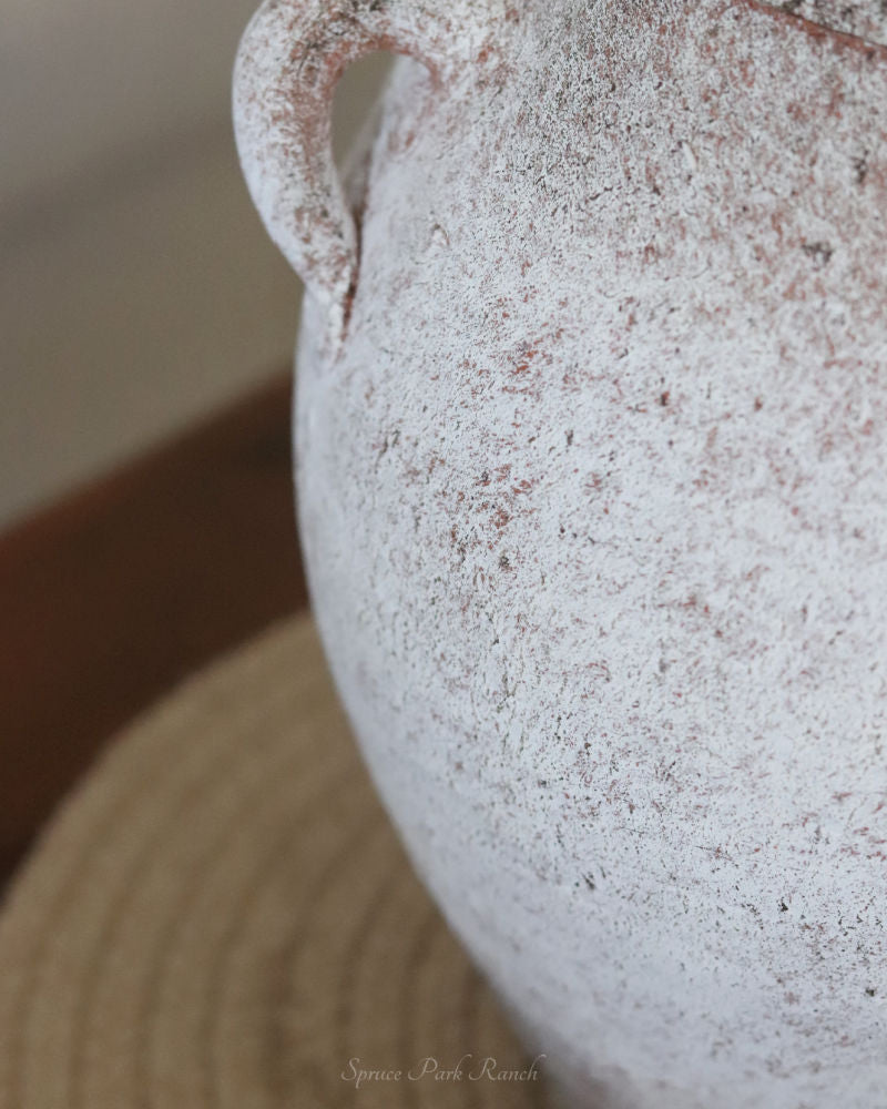 Distressed White Ceramic Vase
