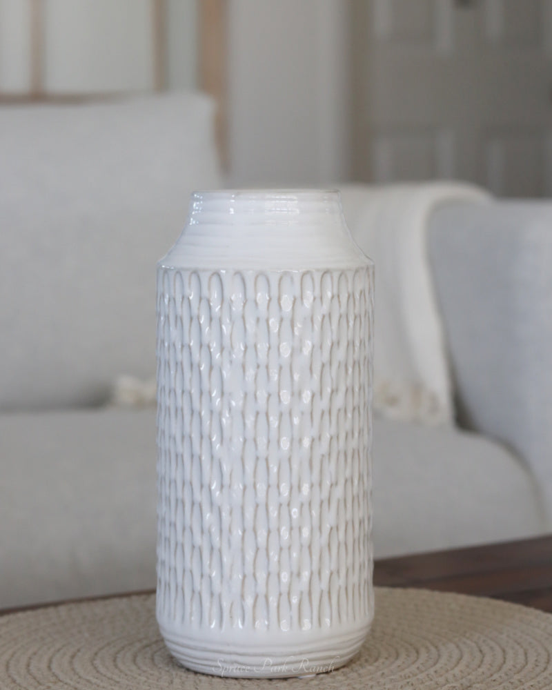 White Embossed Porcelain Vase