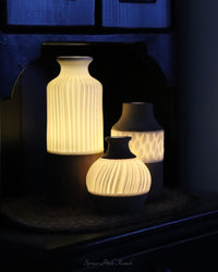 Natural and White Layered Lighted Vase