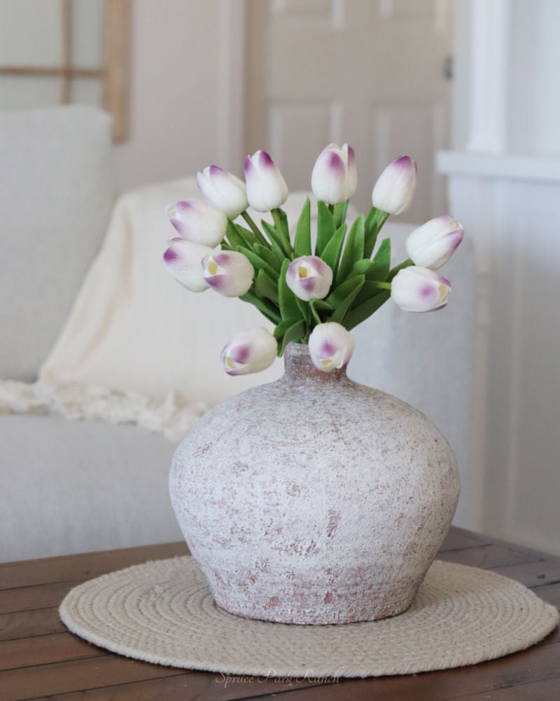 Distressed White Ceramic Vase