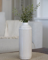 White Line Engraved Ceramic Vase