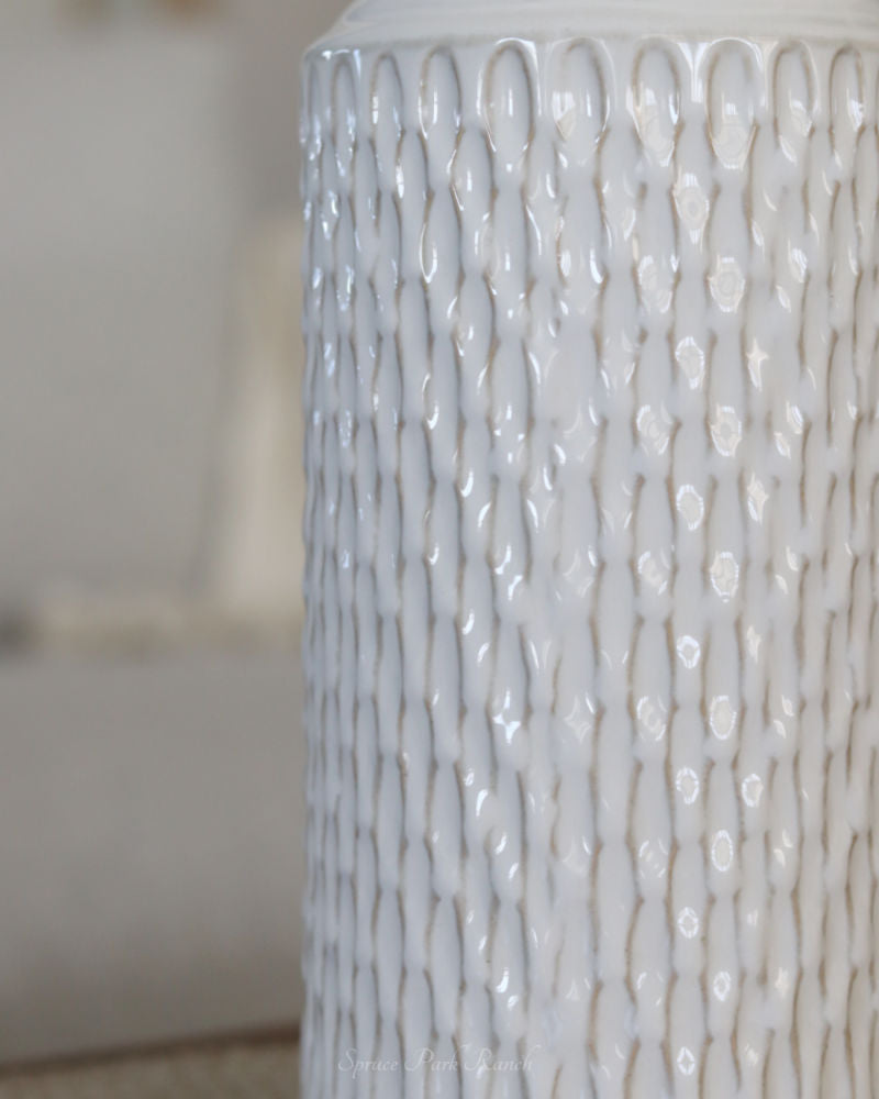 White Embossed Porcelain Vase