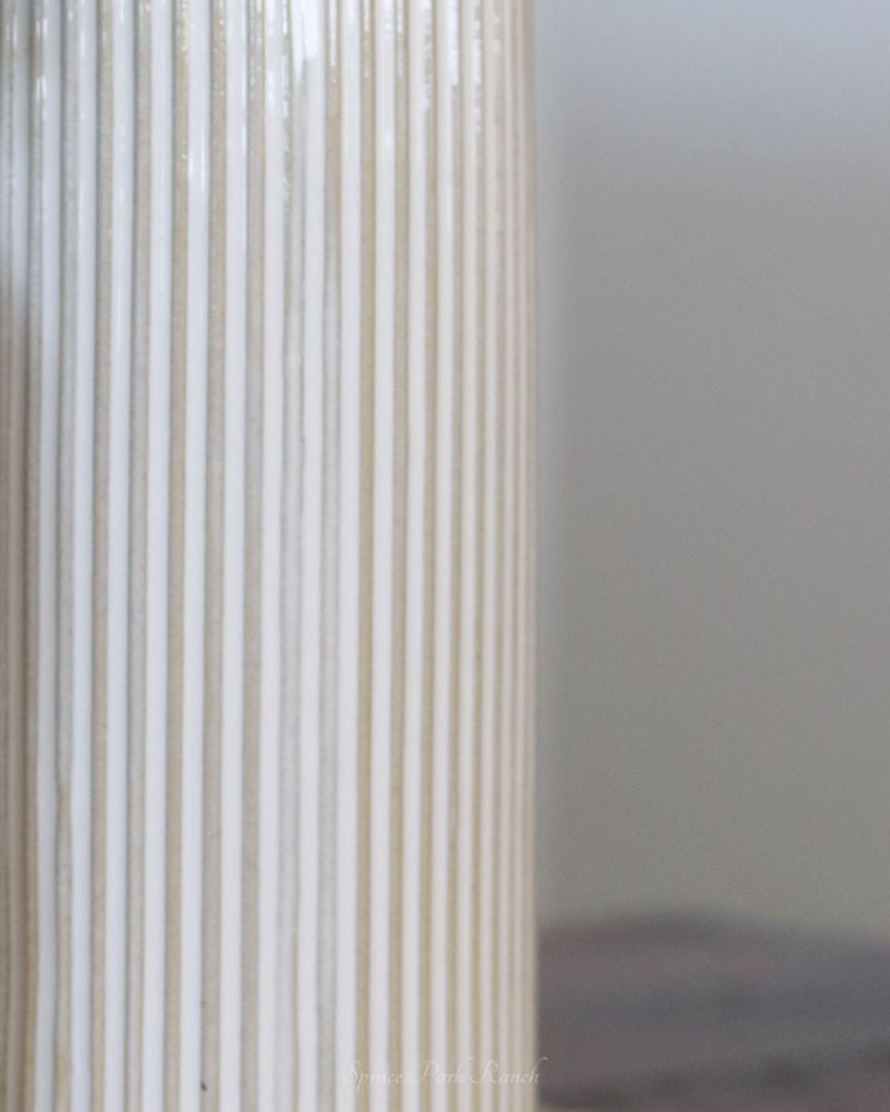 White Line Engraved Ceramic Vase